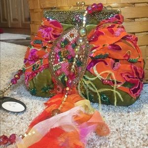 Mary Frances jewels beads velvet floral purse bag